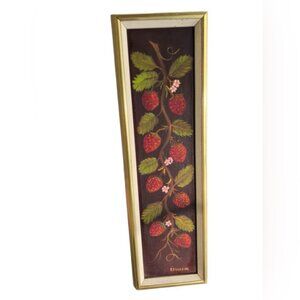 Vintage strawberry fruit framed painting